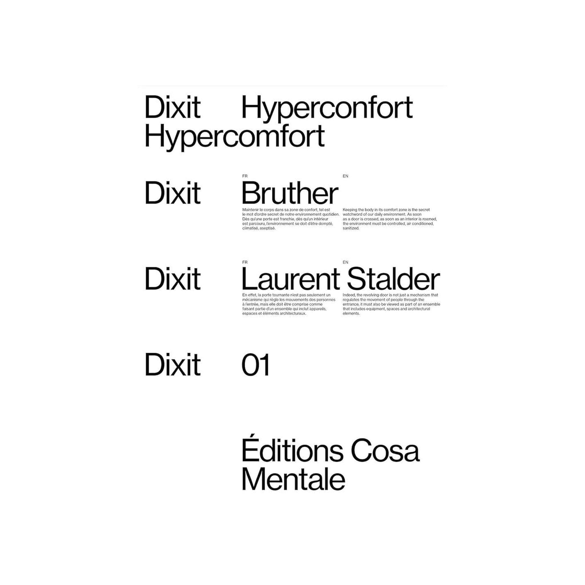 DIXIT #01 - HYPERCOMFORT / BRUTHER AND LAURENT STALDER